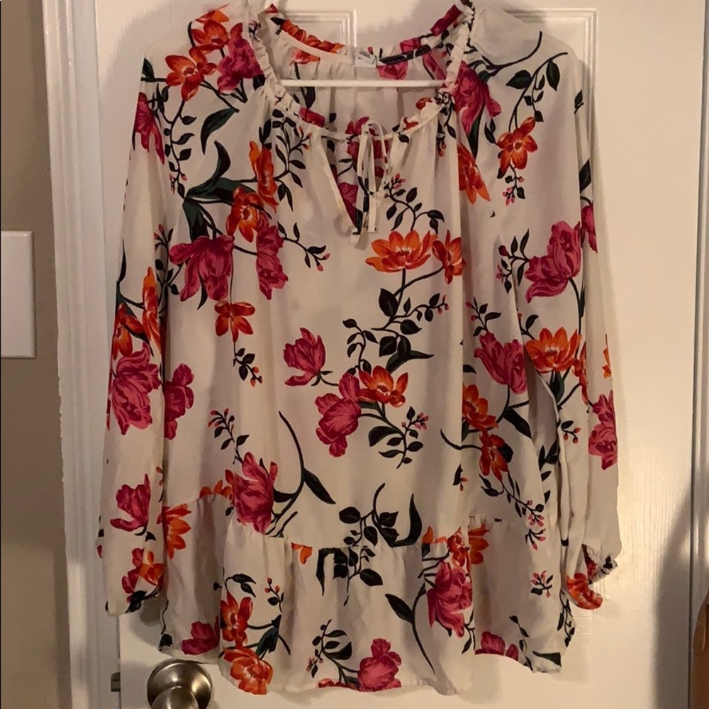 White Floral Blouse